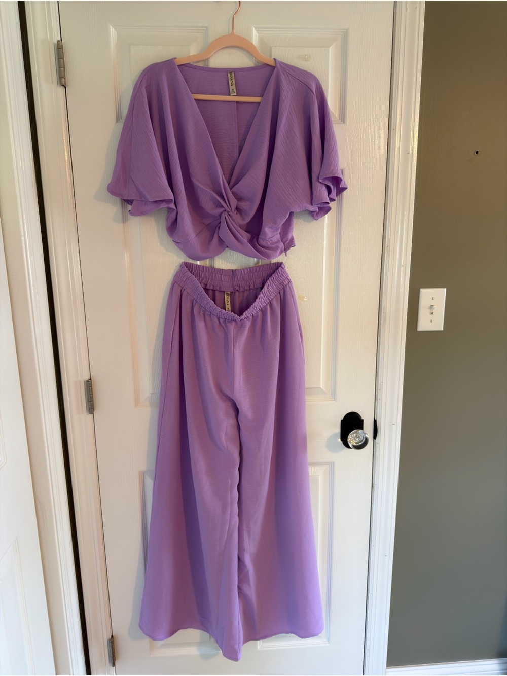Zenana Outfitters Lavender Two-Piece Jumpsuit Romper Set